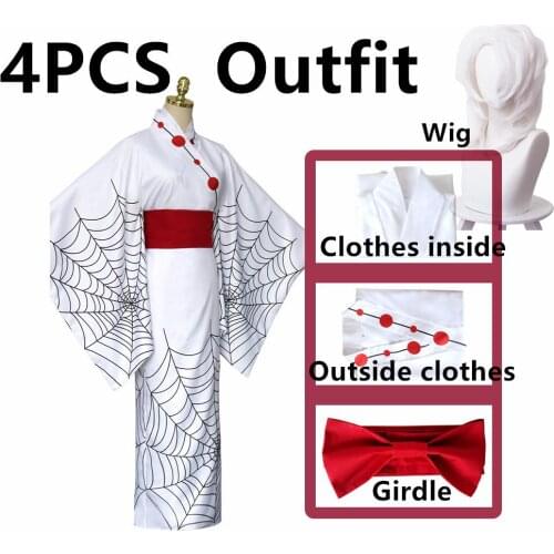 2021 Hot Anime Demon Slayer Kimetsu no Yaiba Spider Oni Ayaki Rui Cosplay Costume Mens Kimono Full set Halloween Party Outfit