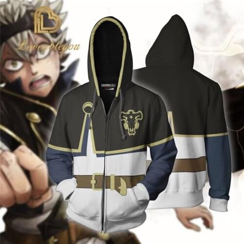 Black Clover Asta Yuno Cosplay Costume 3D Black Clover Hoodies Teens Fashion Cartoon Hooded Sweatshirts Spring Casual Outerwear