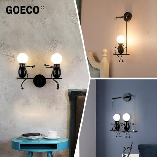 Industrial Metal Wall Lights, Swing Childrens Bedside Lamp, Creative Indoor Sconces, for Bedroom Living Room Lighting, 220V/E27