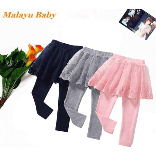 Fashion Child Outfits Spring Autum Cute Girls Casual Pants Flower Embroidery Lace Patchwork Leggings 2-6 Years Kids Clothing