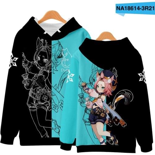 2021 New China Game Genshin Impact Cosplay Costumes Razor Xiao Sucrose Klee Lisa Chongyun Xingqiu Cartoon Print Hoodies Sweaters
