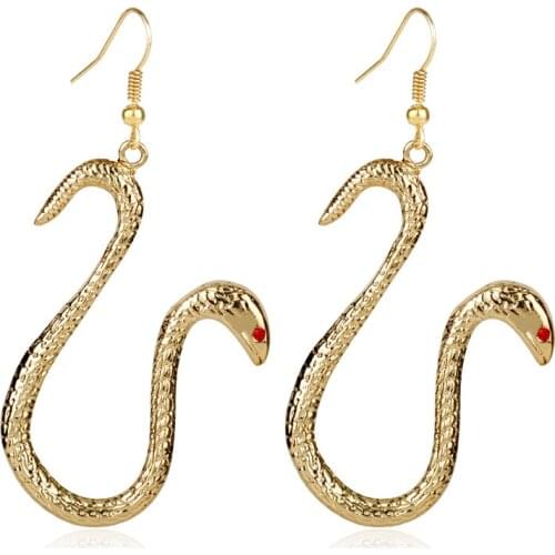 New Stylish Stud gold Earrings boa hancock cos Snake Earring Personality red Crystal Alloy women Jewelry drop Earrings