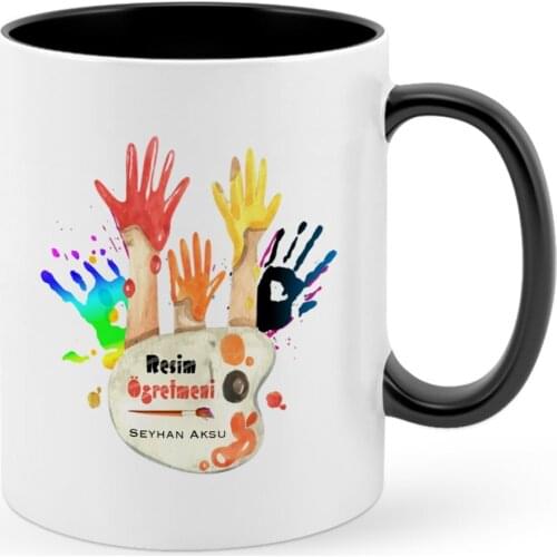 Personalized Art Teacher Black Mug Cup-3