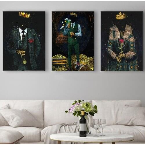 Eternal Royalty Skeleton King and Queen Posters Art Set Canvas Painting Fashion For Living Room Wall Decoration Pictures Cuadros