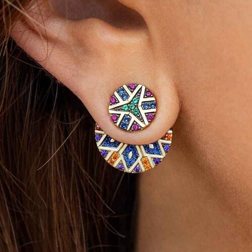 Multicolor Exaggerated Exquisite Round Earrings For Women Korean Fashion Dangle Earrings Wholesale 2021 Trend Jewelry Bridesmaid