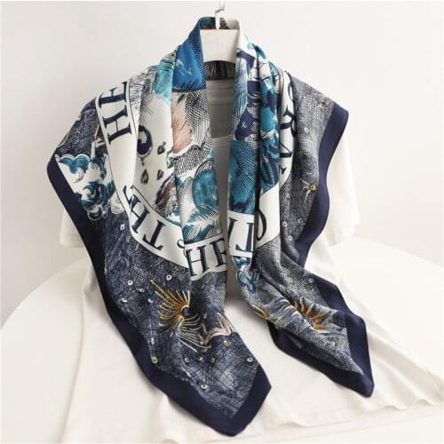 Luxury Twill Scarf Hijab Women Print Elegant 90*90cm Shawl Wrap Female Headband Neckerchief Bandana Pareo Grils Hair Foulard