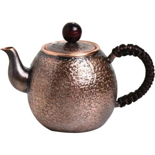 Japanese style pure hand-made stone grain copper teapot thickened retro firing tea pot kungfu tea set teaware kettle