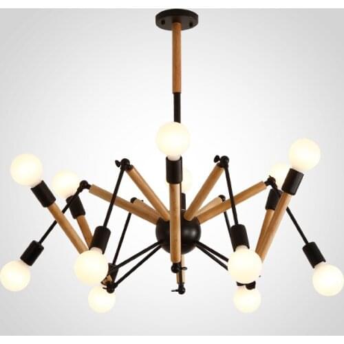 Nordic decorations wood Spider Pendant Light Vintage industrial Nordic Loft Retro antique restaurant dining Pendant Lamp