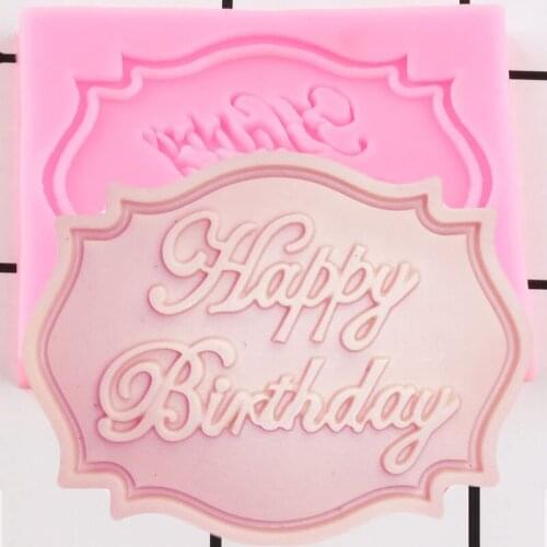 3D Craft Happy Biythday Silicone Mold Cake Border Fondant Molds Cake Decorating Tools Chocolate Gumpaste Mould Candy Clay Moulds