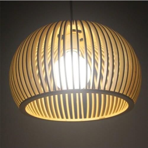 Nordic Handmade LED Pendant Lights Modern Wood Hanglamp restaurant Bar Coffe Birdcage Pendant Lamps for Home Lighting Fixtures