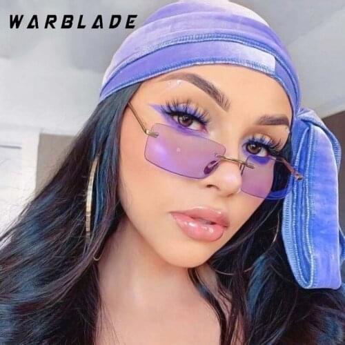 WarBLade Retro Sun Glasses Fashion Rectangle Rimless Women Sunglasses Unisex Retro Luxury Design Gradient Small Eyewear UV400