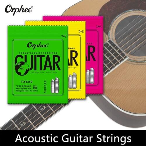 Orphee Strings for Acoustic Guitar TX Series Green Phosphor Folk Hexagonal Carbon Steel Metal String Guitar Parts Accessories