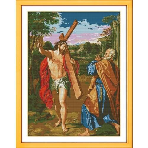 Everlasting Love Jesus Chinese Cross Stitch Kits Ecological Cotton 14 11CT Clear Stamped Printed DIY Wedding Decoration For Home