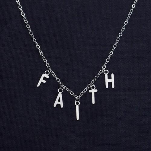 Faith Hope Love Letters Pendant Inspirational Necklace Silver Plated Chain Necklace Initials Jewelry Christmas Gift