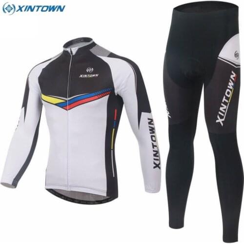 XINTOWN Moutain Cycling Sets Mens Bike Team Bicycle Ropa Ciclismo Long sleeve cycling jersey Trouser (BIB) Pants Sets