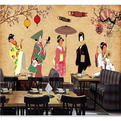 Xuesu Custom wallpaper mural retro character restaurant sushi restaurant background wall 8D waterproof wall covering