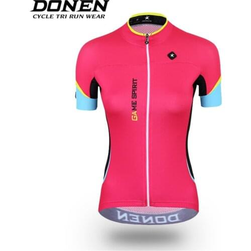 DONEN Short Sleeve Summer Women MTB Bike Clothing Breathable Bicycle Clothes Ropa Ciclismo Girls UV Cycling Jersey