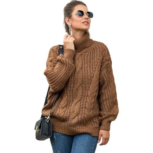 Women clothing wholesale custom fall winter hot sale cheap knitted sweater plus size turtleneck womens sweaters