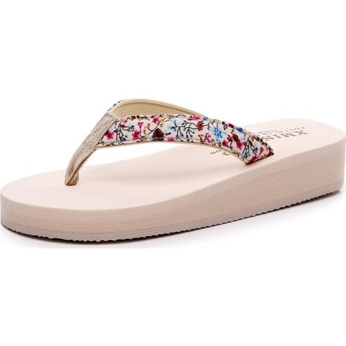 Jumpmore Simple Non-slip Flip-flops Pu Leather Middle Heel 3cm Solid Straps Eva Light Women Sandals Size 33-42