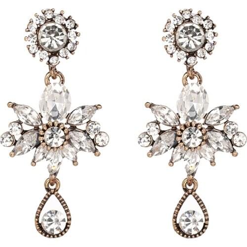 YaYi Jewelry Fashion Bohemia White Glass Crystal Rhinestone Dangle Women Hook Eardrop Wear Ear Band Long Tassel Earrings Gift