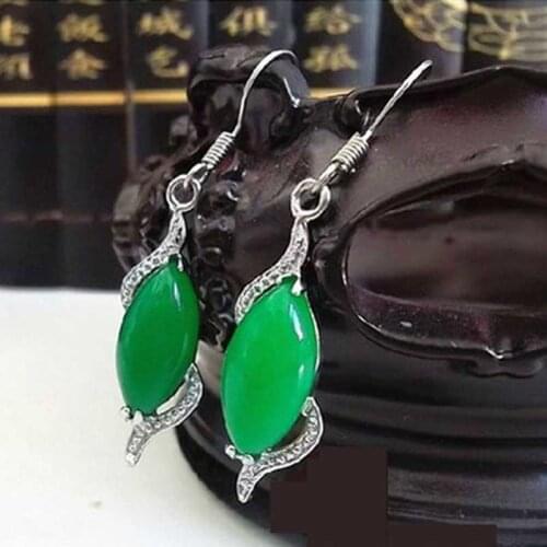 Beautiful Natural Green jade Hook Dangle Water Drop Earring Fine Tear Dropping Green Stone Earrings Jewelry Girl Gift