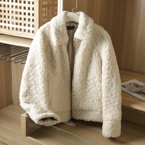 2020 womens autumn/winter new warm lamb wool cashmere coat short loose jacket