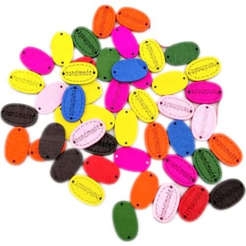 100Pcs Handmade Oval Shape 2 Holes Wooden Buttons Clothes Sewing Decor DIY Craft Sewing Oval Shape Scrapbooking Decor DIY Craft