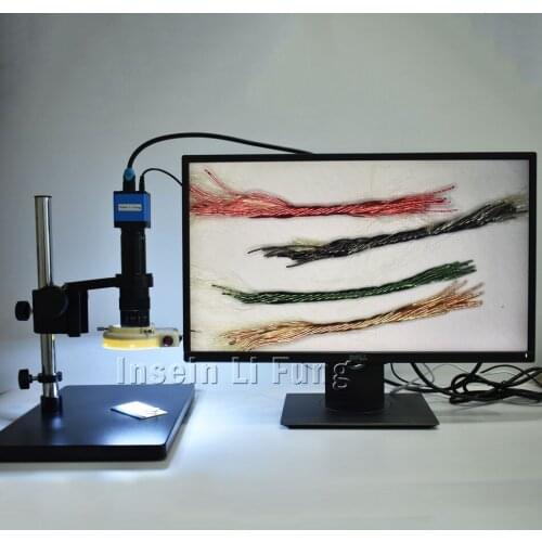 2.0MP 1080P 60FPS HDMI HD Microscope Camera+10X-300X Adjustable Magnification Zoom C-mount Lens+LED Light Source+Large Bracket