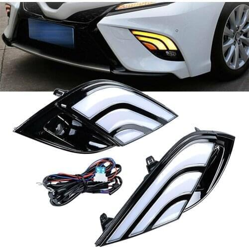 2Pcs Car Daytime Running DRL Fog Lights w/ Module Harness for Toyota Camry SE XSE 2018 2019 2020