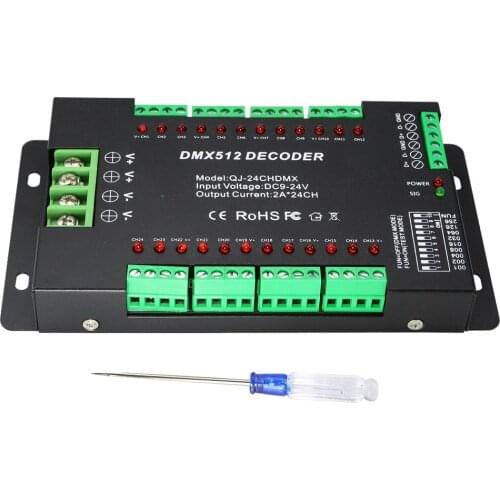 24CH-DMX512 Constant 24 Channel RGB Controller Decoder for RGB LED Strip Module Lights DC9V-DC24V