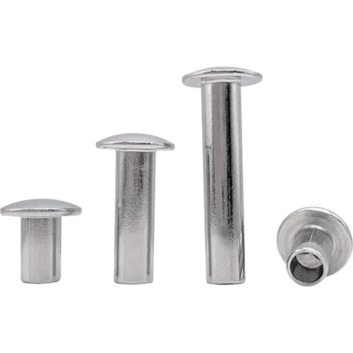 30pcs M3 big flat head rivets round semi-hollow percussive rivet knocking rivetings stainless steel riveting 3mm-15mm long