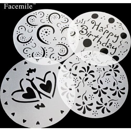 4 Pcs/set Stencils For DIY Scrapbooking Plastic Cake Fondant Decorating Cutter Flower Heart Sugarcraft Mold Tools Cake Stencil