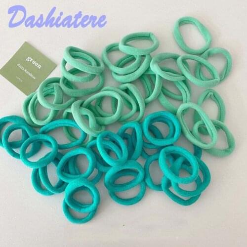 50PCS/lot Green Hair Ropes Elastics Towel Scrunchies Nylon Rubber Hoops for Girls Kids Headwear Women Hair Accessories HairBands