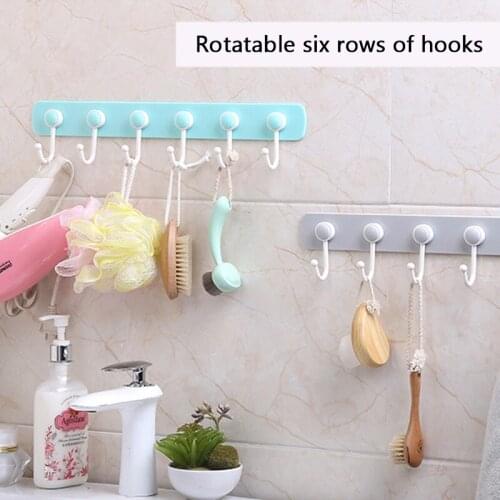 6 Hooks Kitchen Storage Hook Multifunction Holder Wall Door Holder Hanger Rack For Spoon Scoop Bathroom Kitchen Organizer Tools