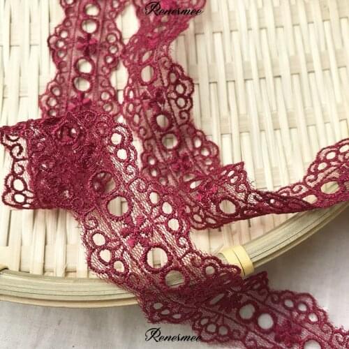 2Yards/ lot Special Promotion Hollow Perforated Ribbon Lolita Dress Wine Red Lace Shawl Trims Underwear Lining 3cm Width