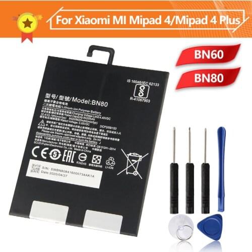Xiao Mi Xiaomi BN80 Phone Battery For Xiaomi Pad4 Plus Tablet 4 Pad4 Plus BN80 Original Replacement Battery + Tool