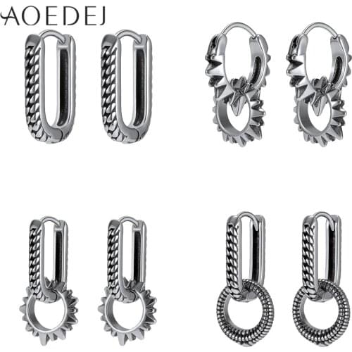 AOEDEJ Male Stainless Steel Hoop Earrings Punk Style Earring for Men Hip Hop Ear Round Earring Biker Jewelry Accessories
