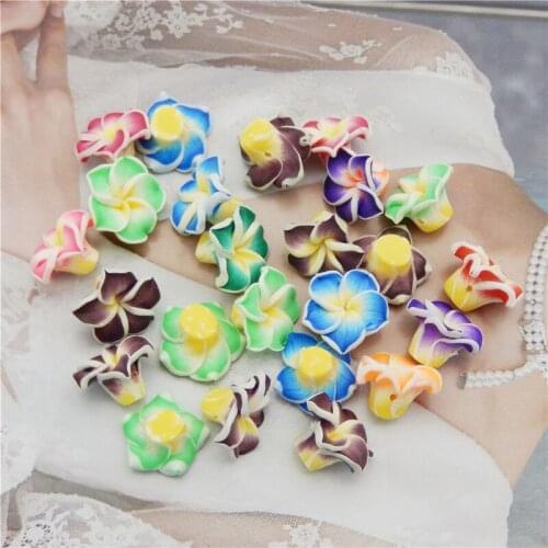 Julie Wang 10PCS Flower Beads Yellow Polymer Clay Spacer Beads Random Color Necklace Bracelet Jewelry Making Accessory