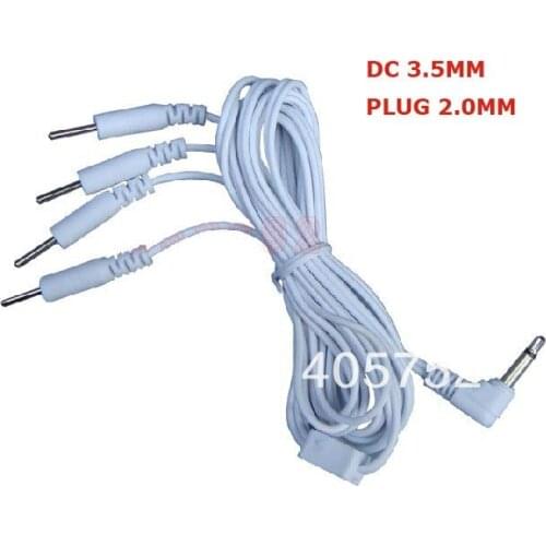 DHL freeshipping 1000pcs/lot DC3.5MM Electrode Wires TENS EMS MACHINE 4-pin cables Connection 3.5mm REUSABLE 2mm Plug
