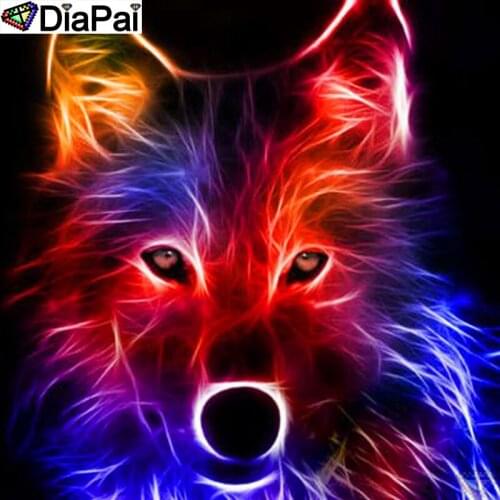 DiaPai 100% Full Square/Round Drill 5D DIY Diamond Painting "Glowing wolf" Diamond Embroidery Cross Stitch 3D Decor A19478