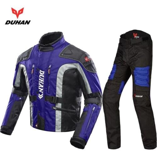 DUHAN Men 600D Oxford Cloth Motorcycle Jacket & Pants Cold-proof Warm Motocross Equipment Motorbike Riding suits