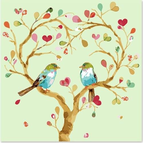Two love birds parked in the tree Love Draw on canvas Digital Painting Famous paintings Abstract painting Color guitar