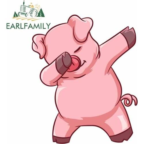 EARLFAMILY 13cm x 10.9cm for Dabbing Pig Girl Anime RV Car Stickers Windows Decal Refrigerator Occlusion Scratch Car Assessoires