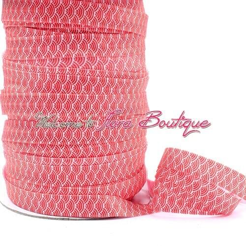 FLRA Elastic5/8" fold over elastic flamingo feather printing elastic ribbon