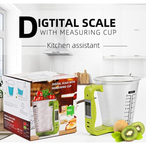 Measuring Cup Kitchen Scales Digital Beaker Libra Electronic Tool Scale with LCD Display Temperature