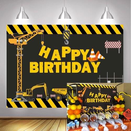 Construction Theme Birthday Party Photography Backdrop Builder Dump Truck Birthday Background Decorations Props Photo Studio