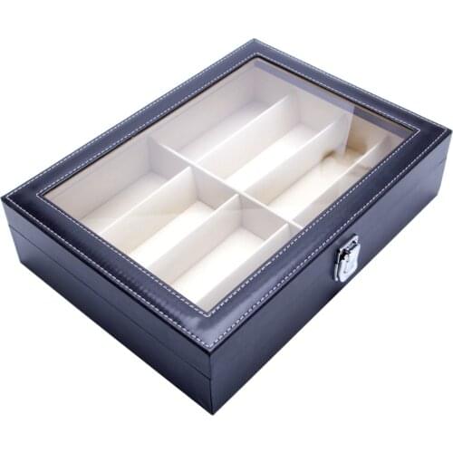 JAVRICK 8 Slots Eyeglasses Sunglasses Faux Leather Storage Organizer Display Case Box 33.5cmx24cmx8.5cm