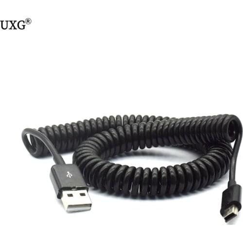 USB 2.0 to Mini USB Cables Mini USB Coiled Spiral Spring Data Charging Adapter Cable 50cm/0.5m 200cm/2m