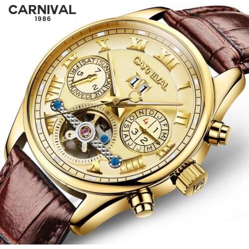 CARNIVAL Switzerland Men Fashion Automatic Mechanical Watch Waterproof 30M Luminous Auto Date Watches Men Sport Clock 2020 NEW