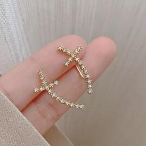 Korea Earrings Fashion Jewelry Small Exquisite Crystal Cross Earrings Women Wholesale Stud Earrings Oorbellen Gifts For Women